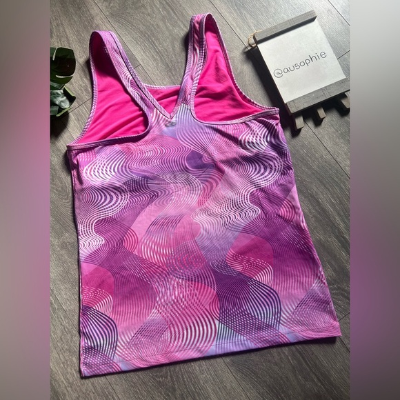 C9 by Champion Tri - Colored Built in Bra Swirl Patterned Tank Top Purple Pink - Picture 3 of 10